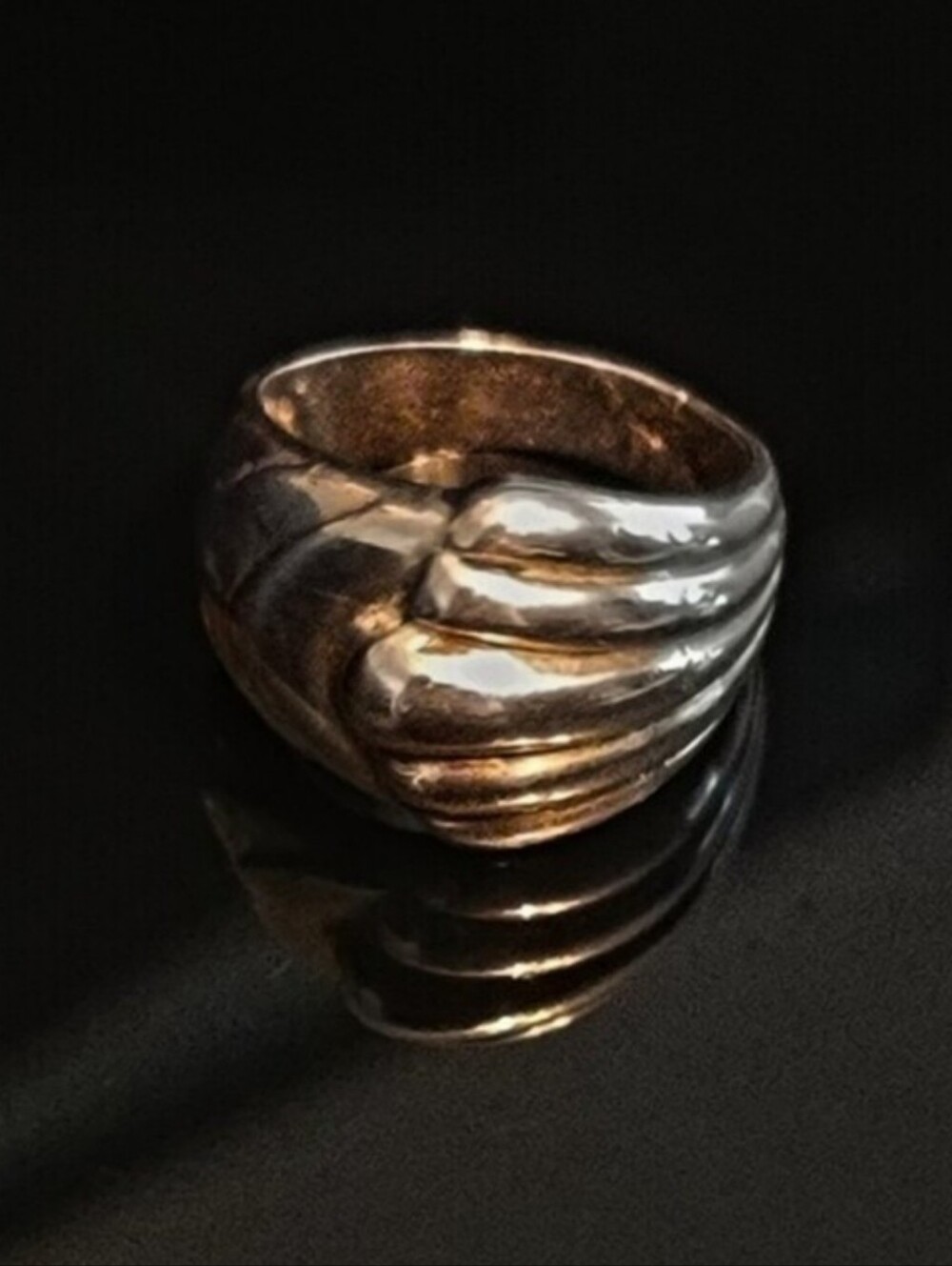 925 Sterling Silver Wave Statement Ring Size 7